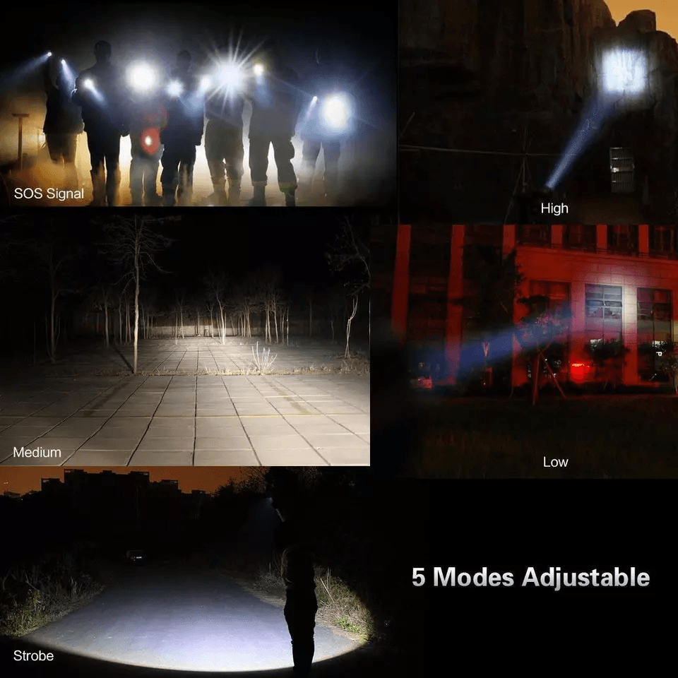 SuperBright Tactical Flashlight Five Modes LED Zoomable Torch Searchlight Compact Waterproof Flashl 2