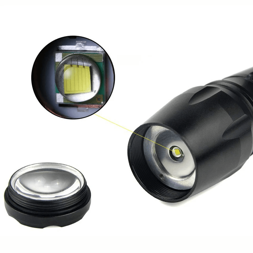 SuperBright Tactical Flashlight Five Modes LED Zoomable Torch Searchlight Compact Waterproof Flashl 19