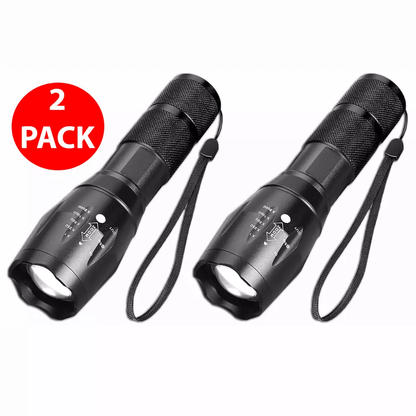 Super-Bright Tactical Flashlight, Five Modes LED Zoomable Torch Searchlight, Compact Waterproof Flashlights for Hiking