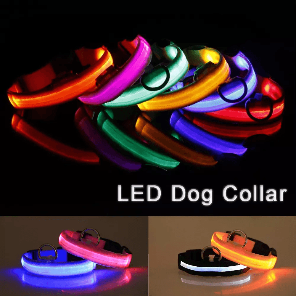 LED Adjustable Dog Collar  Blinking Flashing LightUp GlowintheDark Waterproof Safety Collar For Pet 4