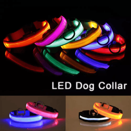 LED Adjustable Dog Collar  Blinking Flashing LightUp GlowintheDark Waterproof Safety Collar For Pet 4