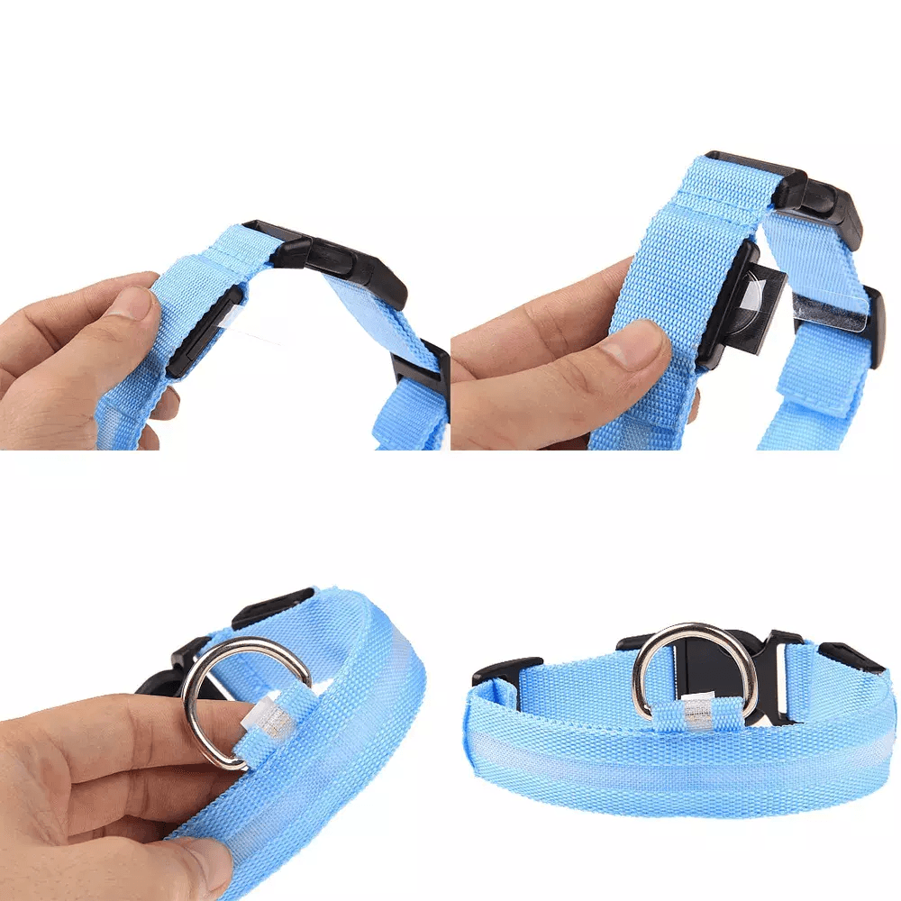 LED Adjustable Dog Collar  Blinking Flashing LightUp GlowintheDark Waterproof Safety Collar For Pet 5