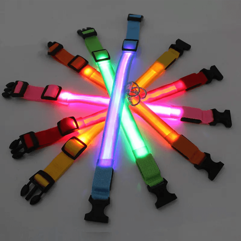LED Adjustable Dog Collar  Blinking Flashing LightUp GlowintheDark Waterproof Safety Collar For Pet 9