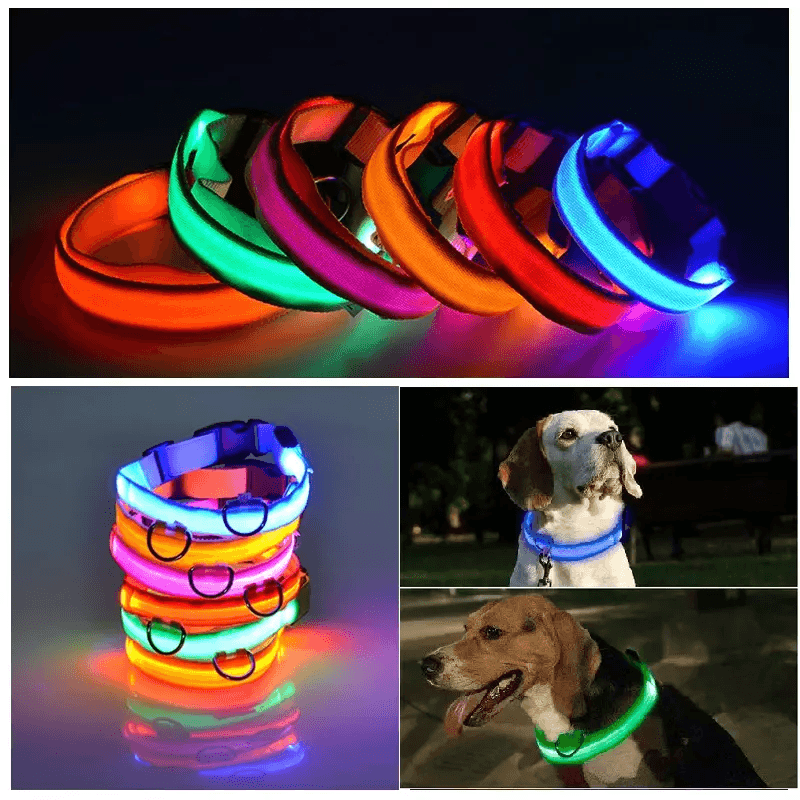 LED Adjustable Dog Collar  Blinking Flashing LightUp GlowintheDark Waterproof Safety Collar For Pet 12