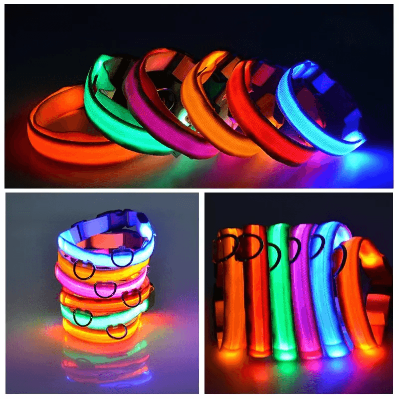 LED Adjustable Dog Collar  Blinking Flashing LightUp GlowintheDark Waterproof Safety Collar For Pet 13