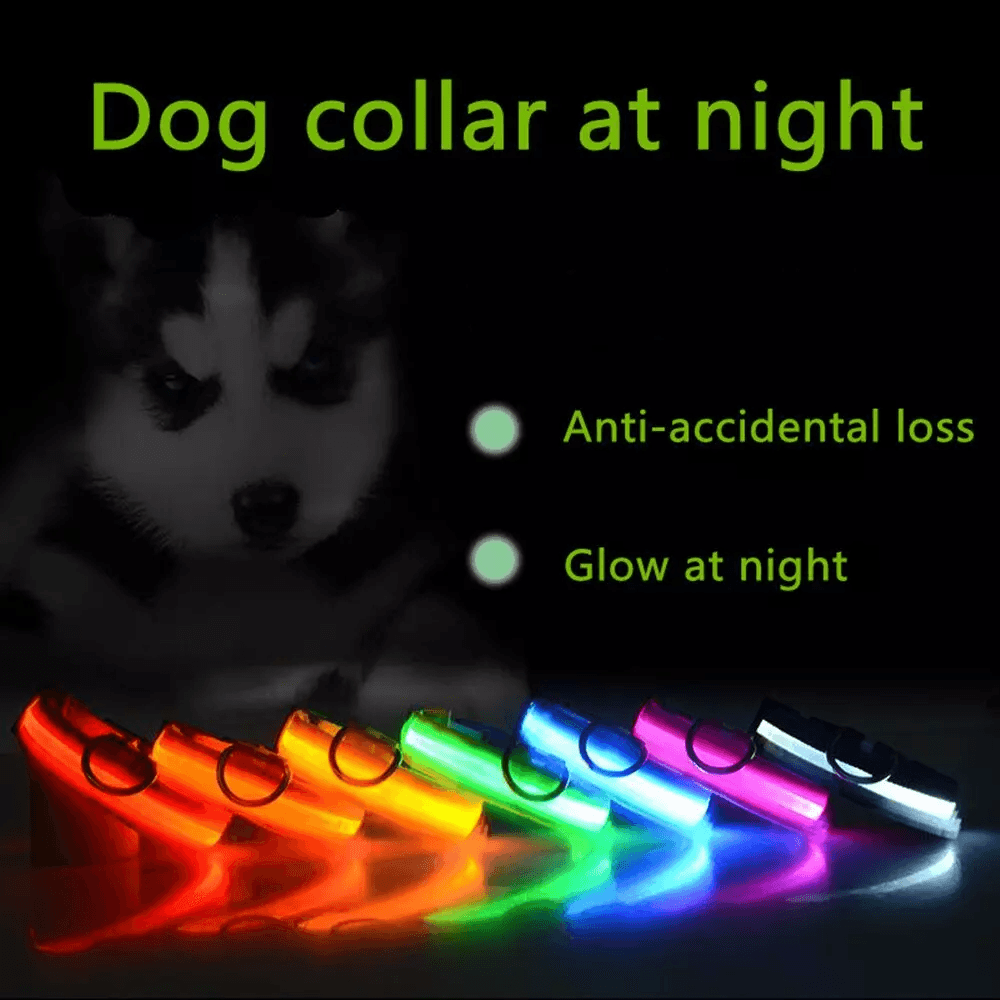 LED Adjustable Dog Collar  Blinking Flashing LightUp GlowintheDark Waterproof Safety Collar For Pet 14