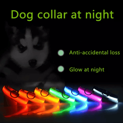LED Adjustable Dog Collar  Blinking Flashing LightUp GlowintheDark Waterproof Safety Collar For Pet 14