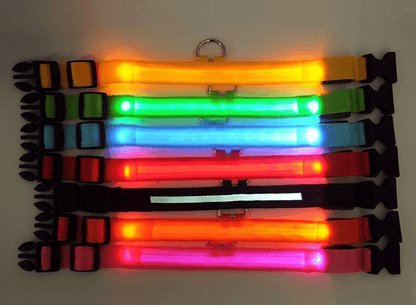 LED Adjustable Dog Collar  Blinking Flashing LightUp GlowintheDark Waterproof Safety Collar For Pet 7