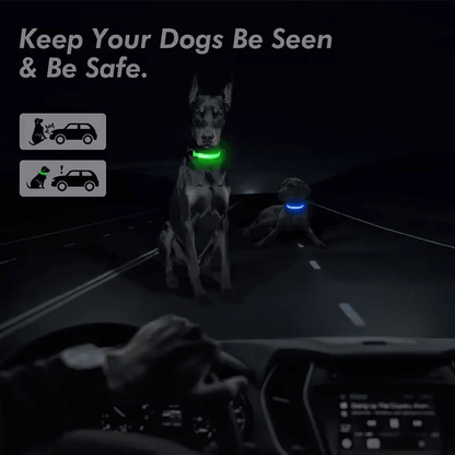 LED Adjustable Dog Collar  Blinking Flashing LightUp GlowintheDark Waterproof Safety Collar For Pet 17