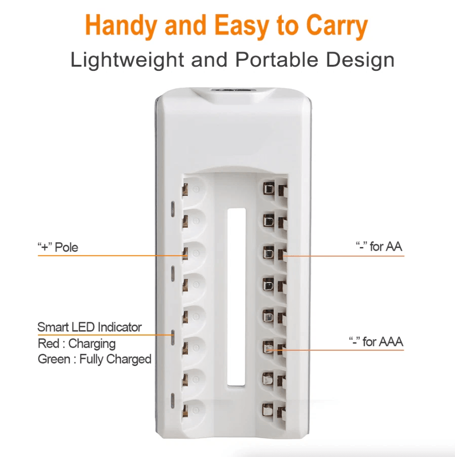 Battery Charger Rechargeable Batteries Fast Smart Charging 2