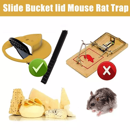 Mouse Rat Trap Flip  Slide Bucket Lid Reusable Humane Mousetrap For Indoor  Outdoor Rodent Control  13
