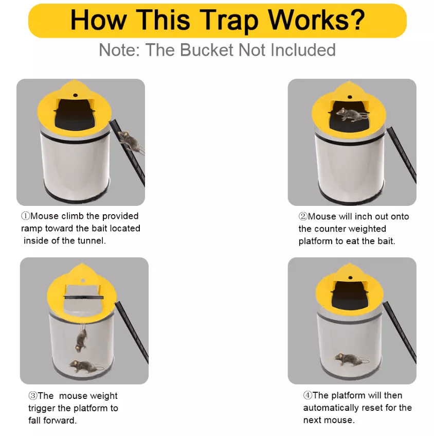 Mouse Rat Trap Flip  Slide Bucket Lid Reusable Humane Mousetrap For Indoor  Outdoor Rodent Control  1