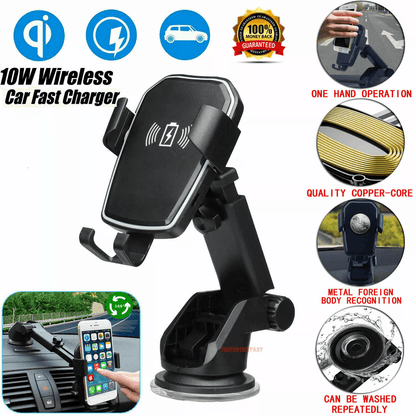 Wireless Fast Charging Car Charger Mount Holder Stand, Gravity Auto Clamp Phone Cradle for Mobile Devices