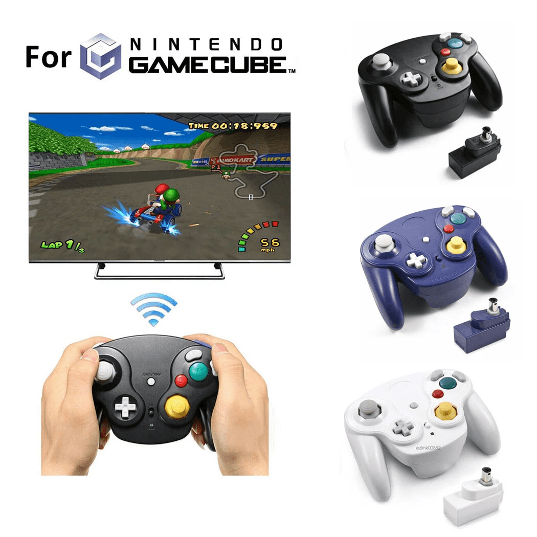 Retro Classic Wireless Game Controller for Gamecube GC NGC with Adapter, Ergonomic Design for Nintendo Console Gaming