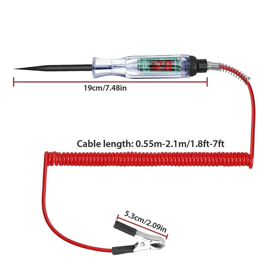 Automotive Digital Electric Voltage Circuit Tester For Car And Truck DC Test Light With LED Display 14