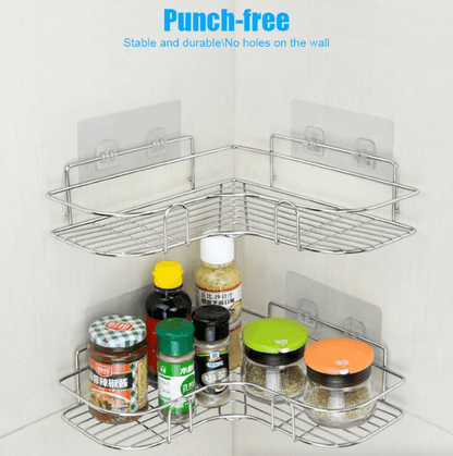 Rustproof Shower Caddy Shelf For Bathroom Corner Triangular Bath Storage Organizer Rack With Strong 7