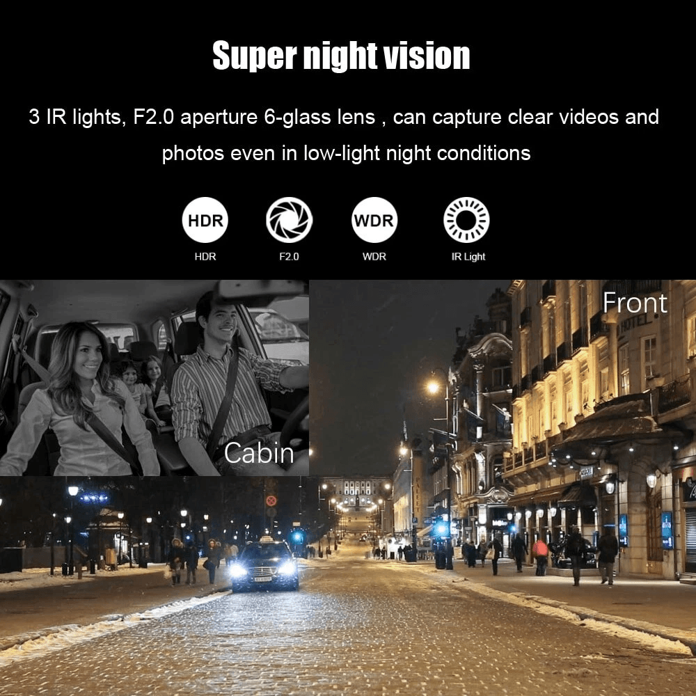 1080P Dual Lens Car DVR Dash Cam Video Recorder With GSensor Front And Inside Camera Night Vision P 7