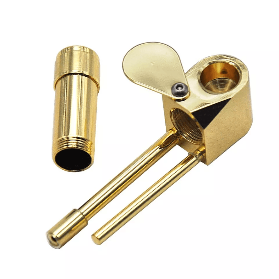 Brass Tobacco Smoking Pipe Stash Storage Cylinder Chamber Metal Pipe W Lid Bowl Durable Compact Poc 8