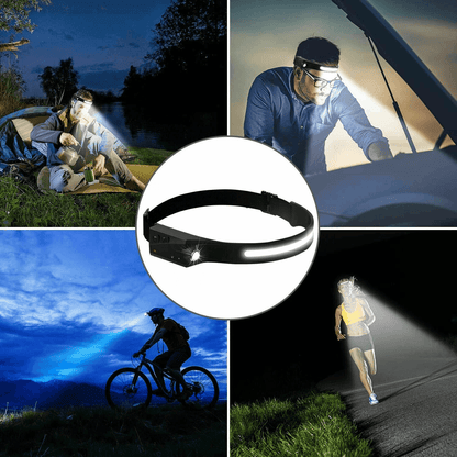 COB LED Headlamp USB Rechargeable Headlight Bright WideAngle Work Light Bar With Sensor Adjustable  1
