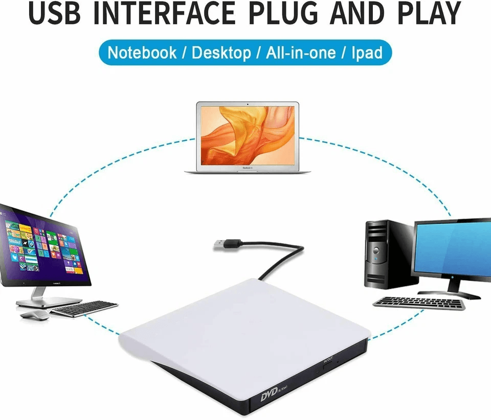USB Slim External CD DVD Drive Burner Writer Player For PC Laptop Macbook 4