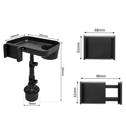 360° Rotating Car Cup Phone Holder – Adjustable Stand Mount & Food Organizer Tray