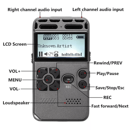 Professional Digital Audio Recorder With LCD Display Rechargeable Dictaphone  MP3 Player 1