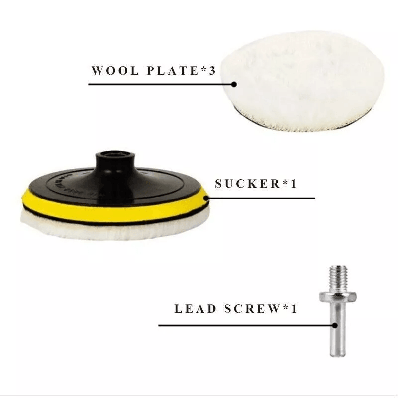 Buffing Polishing Pad Wool Wheel Kit Mop Set For Car Polisher With Drill Adapter For Auto Detailing 8