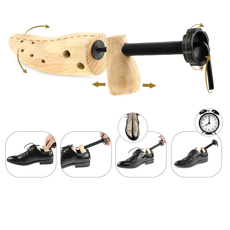 2Way Wooden Adjustable Shoe Stretcher Expander For Men Women Boot Shoe Widener With Bunion Plugs St 6