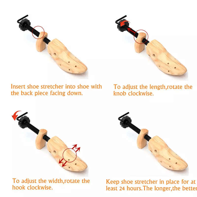 2Way Wooden Adjustable Shoe Stretcher Expander For Men Women Boot Shoe Widener With Bunion Plugs St 2