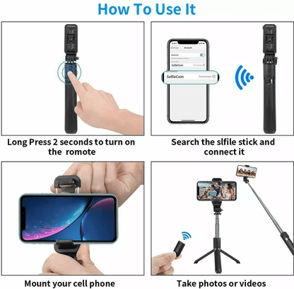 Bluetooth Selfie Stick Tripod Stand Extendable Remote Desktop Cell Phone Holder Adjustable Lightwei 1