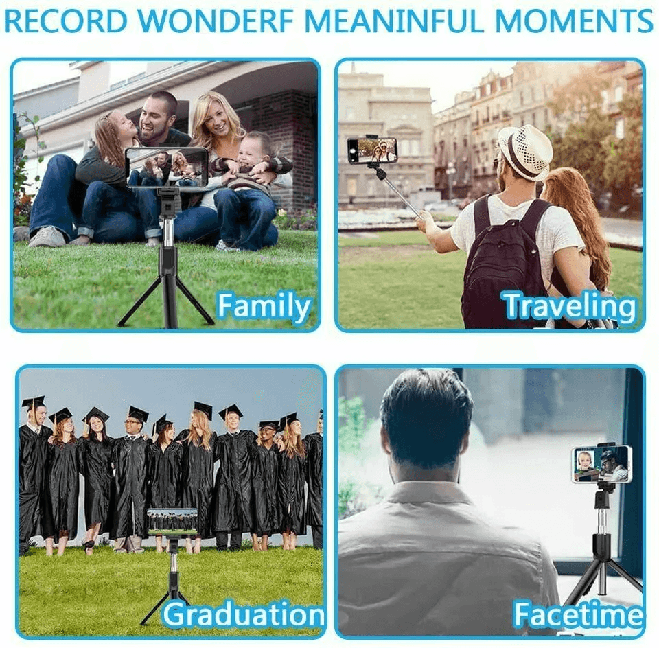 Bluetooth Selfie Stick Tripod Stand Extendable Remote Desktop Cell Phone Holder Adjustable Lightwei 9