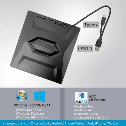 External CD DVD Drive USB Writer Burner Player For PC Laptop Windows Mac Portable Optical Drive Wit