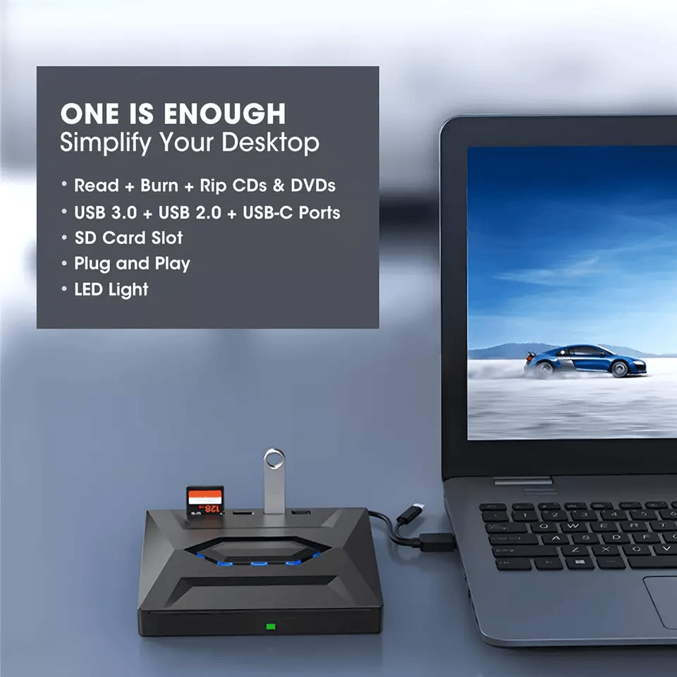 External CD DVD Drive USB Writer Burner Player For PC Laptop Windows Mac Portable Optical Drive Wit