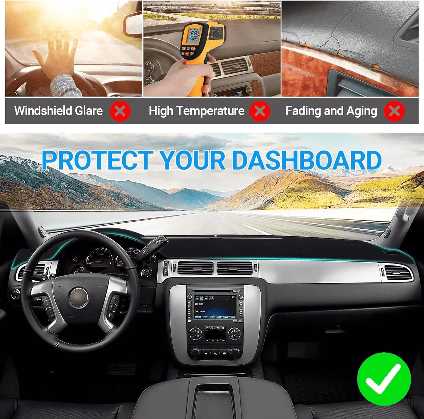 Fit For Chevy SilveradoTahoeSuburban 20072014 Dashboard Pad Cover Mat UV Protection Dash Mat With O 12