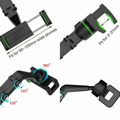 Car Rearview Mirror Rotation Adjustable Phone Holder Mount Multifunction Clip Stand For GPS Navigat 5