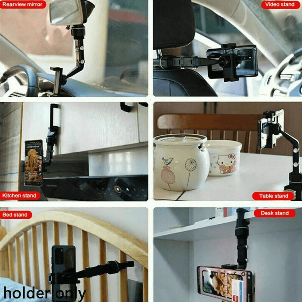 Car Rearview Mirror Rotation Adjustable Phone Holder Mount Multifunction Clip Stand For GPS Navigat 1