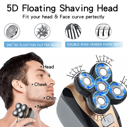 Mens Rotary Electric Shaver 5in1 Rechargeable Bald Head Razor With Beard Trimmer Nose Clipper  Faci 3