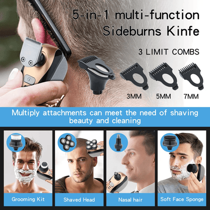 Mens Rotary Electric Shaver 5in1 Rechargeable Bald Head Razor With Beard Trimmer Nose Clipper  Faci 6
