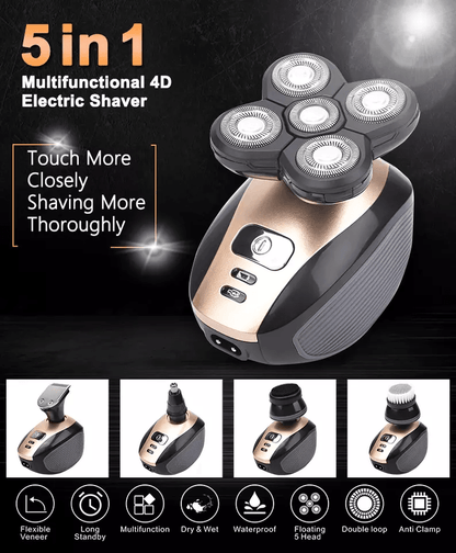 Mens Rotary Electric Shaver 5in1 Rechargeable Bald Head Razor With Beard Trimmer Nose Clipper  Faci 12