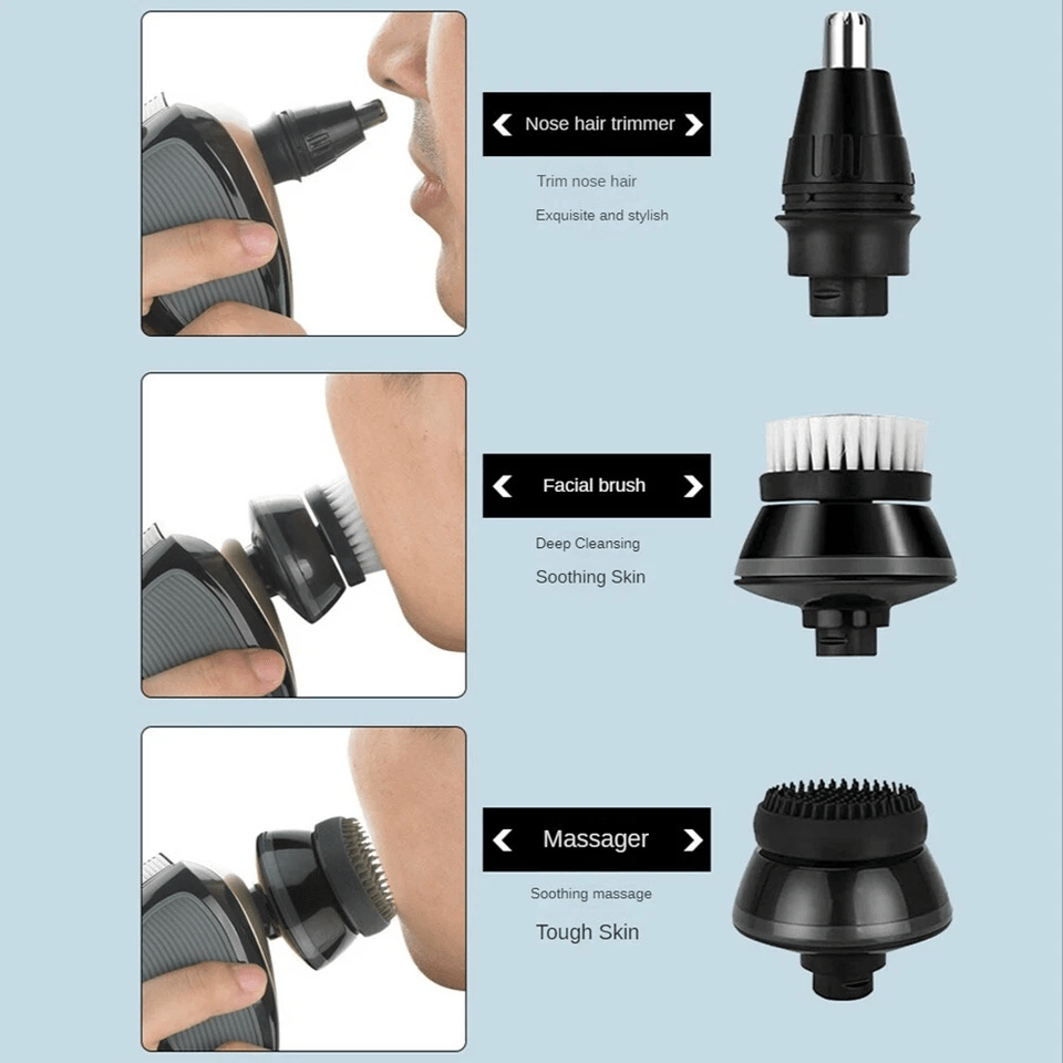 Mens Rotary Electric Shaver 5in1 Rechargeable Bald Head Razor With Beard Trimmer Nose Clipper  Faci 8