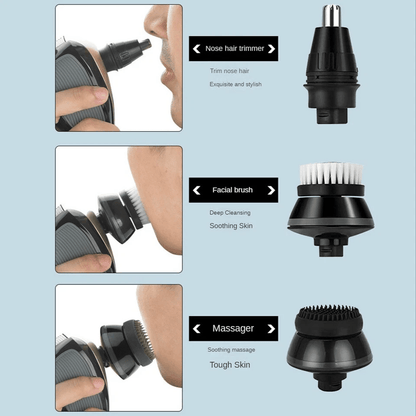 Mens Rotary Electric Shaver 5in1 Rechargeable Bald Head Razor With Beard Trimmer Nose Clipper  Faci 8