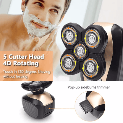 Mens Rotary Electric Shaver 5in1 Rechargeable Bald Head Razor With Beard Trimmer Nose Clipper  Faci 4