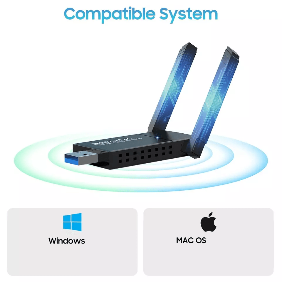 USB Dual Band WiFi Adapter Wireless Network Dongle 2
