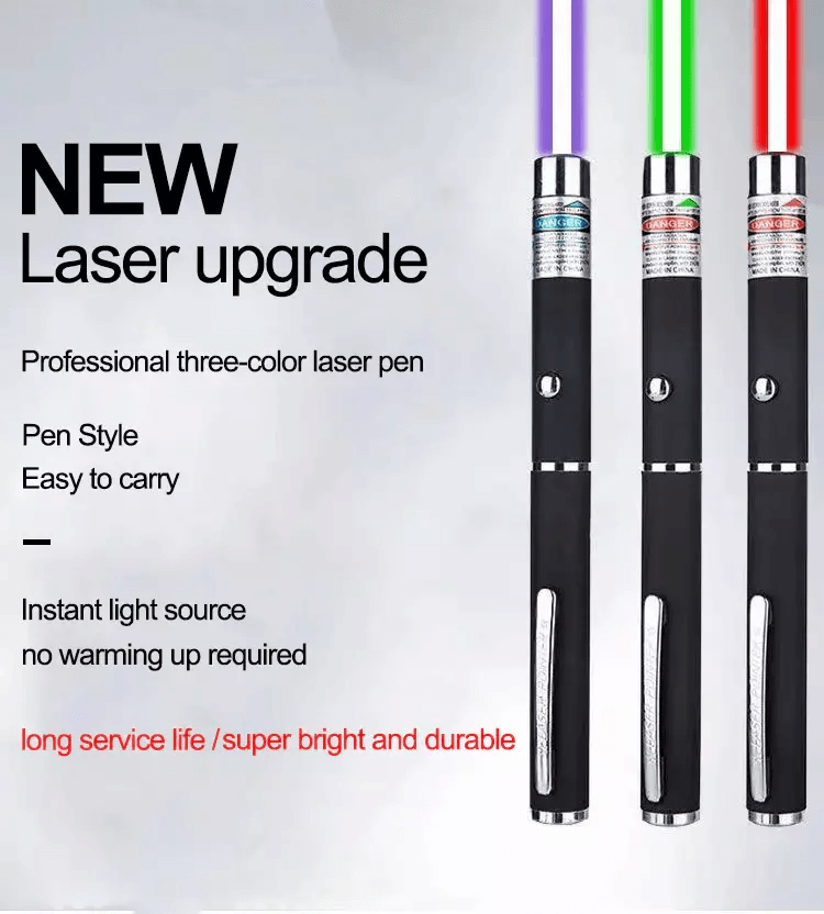 Laser Pointer Pen Green Blue Red Light Visible Beam Lazer Battery Powered Metal Pen For Cat Toys  O 1