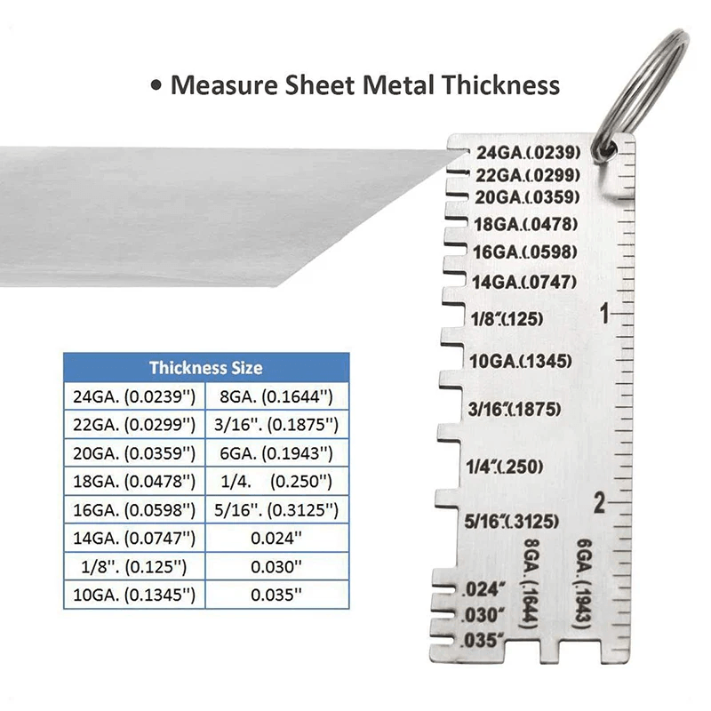 2PCS Thickness Gage Sheet Metal Gauge Measuring Tool Stainless Steel Wire Gauge For Welding Fabrica 8
