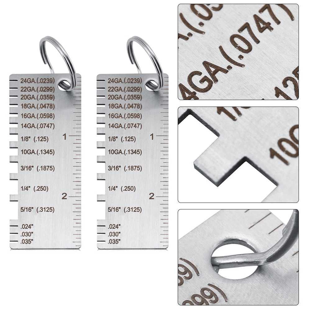 2PCS Thickness Gage Sheet Metal Gauge Measuring Tool Stainless Steel Wire Gauge For Welding Fabrica 1