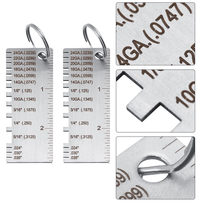 2PCS Thickness Gage Sheet Metal Gauge Measuring Tool Stainless Steel Wire Gauge For Welding Fabrica 1