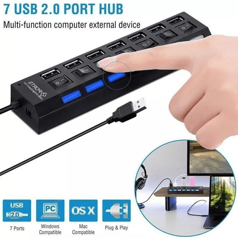 USB Hub High Speed Splitter Adapter For PC Laptop Desktop Mac 4