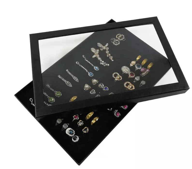Jewelry Ring Display Organizer Tray Holder Storage Box For Earrings  Rings 2