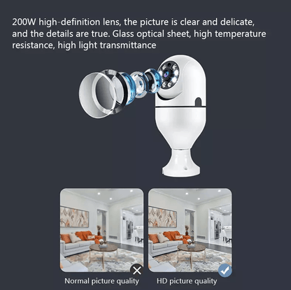 Light Bulb Camera WiFi Smart Wireless Security IR Night Vision With Motion Alerts TwoWay Audio For  6